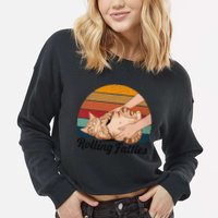 Rolling Fatties Cat Lover Humor Pet Cat Kitten Owner Cropped Pullover Crew