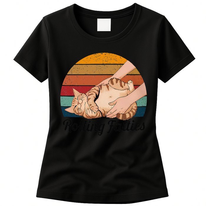 Rolling Fatties Cat Lover Humor Pet Cat Kitten Owner Womens T-Shirt