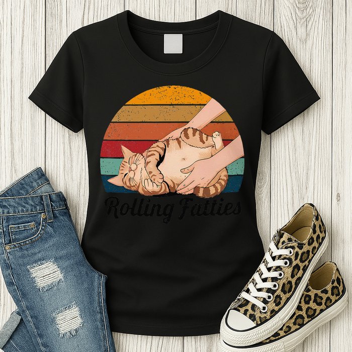 Rolling Fatties Cat Lover Humor Pet Cat Kitten Owner Womens T-Shirt