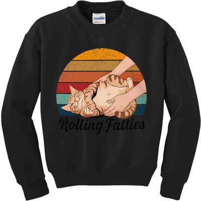 Rolling Fatties Cat Lover Humor Pet Cat Kitten Owner Kids Sweatshirt