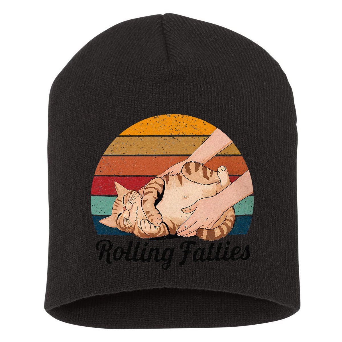 Rolling Fatties Cat Lover Humor Pet Cat Kitten Owner Short Acrylic Beanie