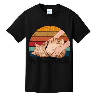 Rolling Fatties Cat Lover Humor Pet Cat Kitten Owner Kids T-Shirt
