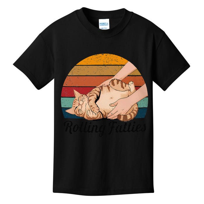 Rolling Fatties Cat Lover Humor Pet Cat Kitten Owner Kids T-Shirt
