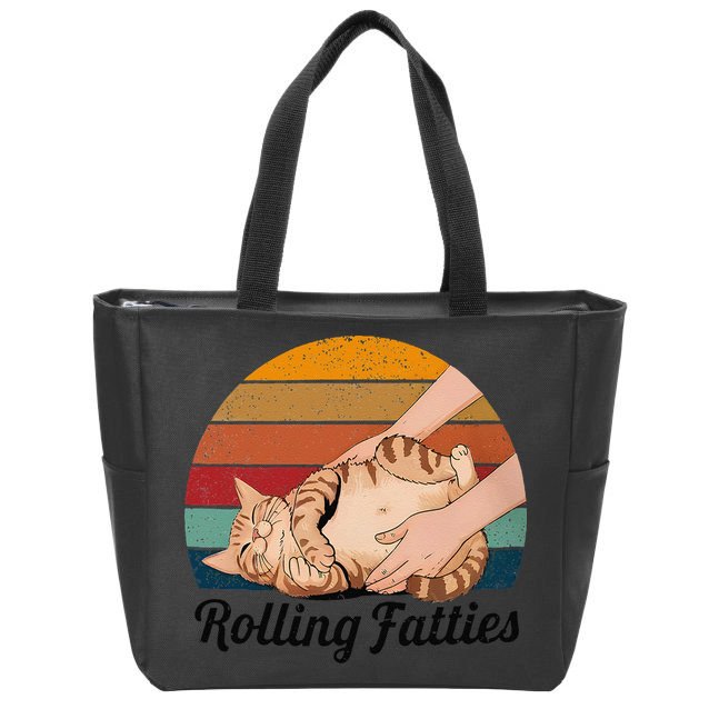 Rolling Fatties Cat Lover Humor Pet Cat Kitten Owner Zip Tote Bag
