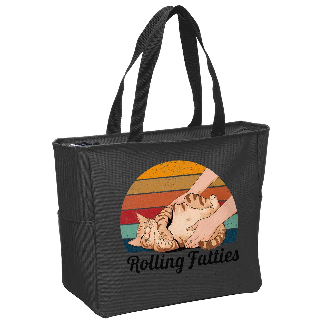 Rolling Fatties Cat Lover Humor Pet Cat Kitten Owner Zip Tote Bag