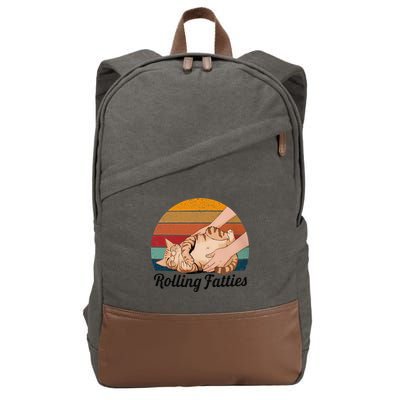 Rolling Fatties Cat Lover Humor Pet Cat Kitten Owner Cotton Canvas Backpack