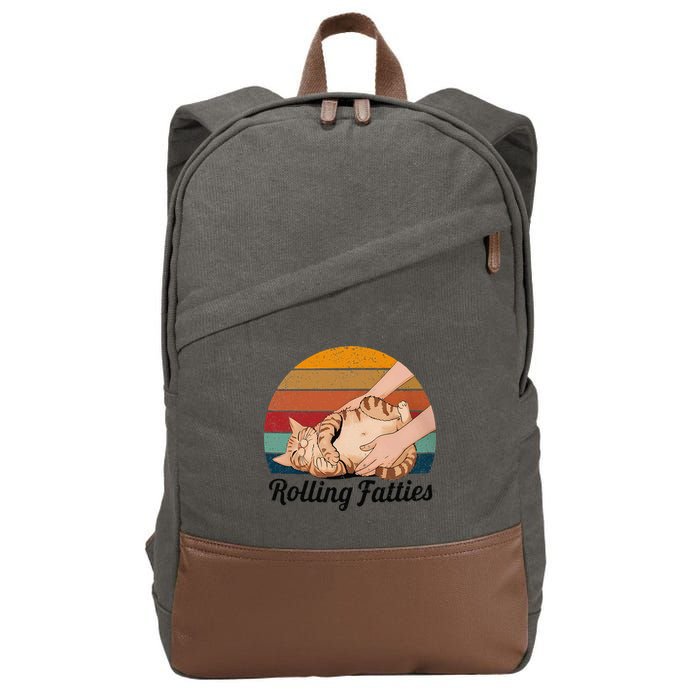 Rolling Fatties Cat Lover Humor Pet Cat Kitten Owner Cotton Canvas Backpack
