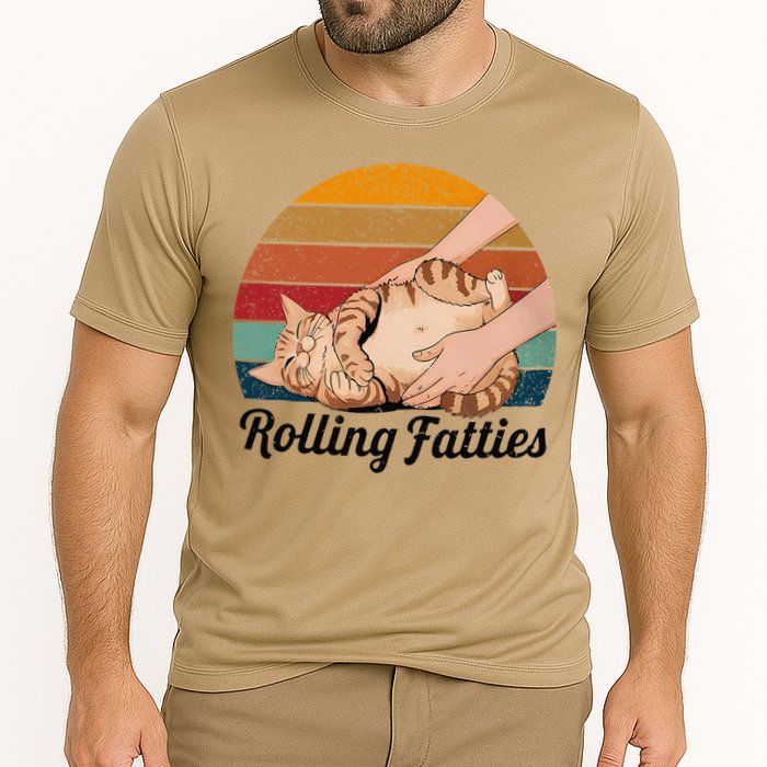 Rolling Fatties Cat Lover Humor Pet Cat Kitten Owner Cooling Performance Crew T-Shirt