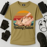 Rolling Fatties Cat Lover Humor Pet Cat Kitten Owner Cooling Performance Crew T-Shirt