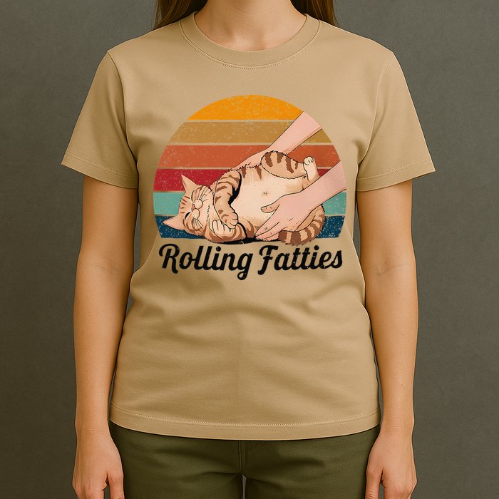 Rolling Fatties Cat Lover Humor Pet Cat Kitten Owner T-Shirt