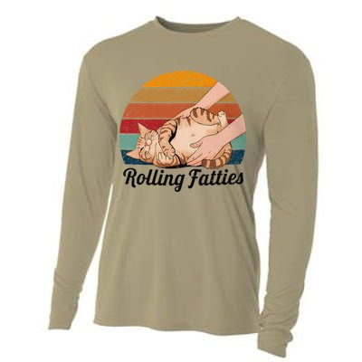 Rolling Fatties Cat Lover Humor Pet Cat Kitten Owner Cooling Performance Long Sleeve Crew