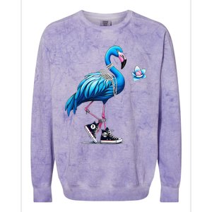 Retro Flamingo Chucks And Pearls Comma La Kamala Harris 2024 Colorblast Crewneck Sweatshirt