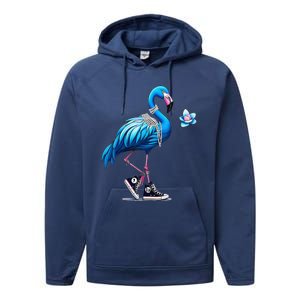 Retro Flamingo Chucks And Pearls Comma La Kamala Harris 2024 Performance Fleece Hoodie