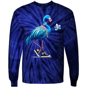 Retro Flamingo Chucks And Pearls Comma La Kamala Harris 2024 Tie-Dye Long Sleeve Shirt