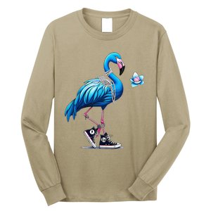 Retro Flamingo Chucks And Pearls Comma La Kamala Harris 2024 Long Sleeve Shirt