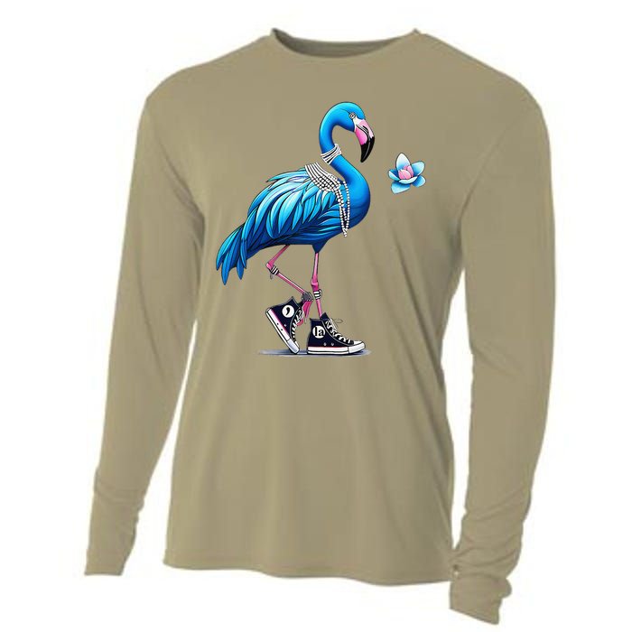 Retro Flamingo Chucks And Pearls Comma La Kamala Harris 2024 Cooling Performance Long Sleeve Crew