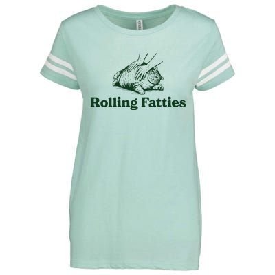 Rolling Fatties Cat Funny Cat Lover Kitten Owner Kitty Enza Ladies Jersey Football T-Shirt