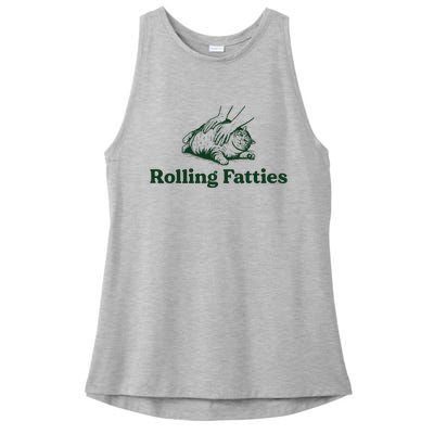 Rolling Fatties Cat Funny Cat Lover Kitten Owner Kitty Ladies PosiCharge Tri-Blend Wicking Tank