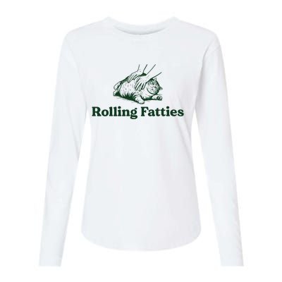 Rolling Fatties Cat Funny Cat Lover Kitten Owner Kitty Womens Cotton Relaxed Long Sleeve T-Shirt