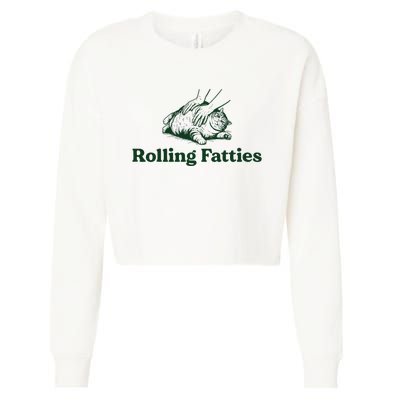 Rolling Fatties Cat Funny Cat Lover Kitten Owner Kitty Cropped Pullover Crew