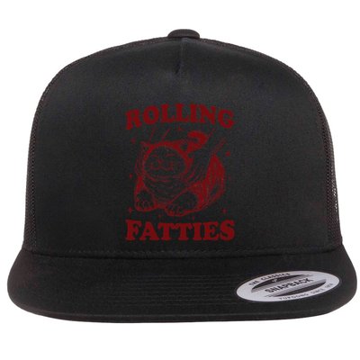 Rolling Fatties Cat Cute Cat Lover Kitten Owner Kitty Funny Flat Bill Trucker Hat