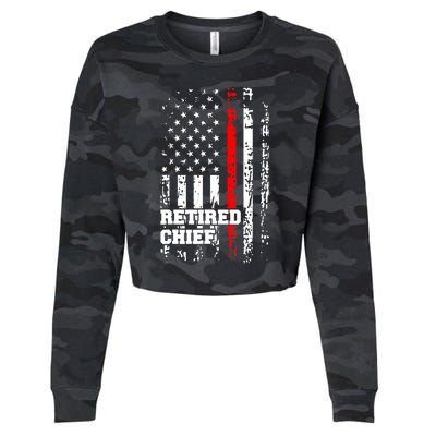 Retired Fire Chief Firefighter Rank Retirement Gift Cropped Pullover Crew