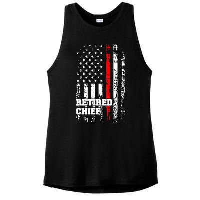 Retired Fire Chief Firefighter Rank Retirement Gift Ladies PosiCharge Tri-Blend Wicking Tank