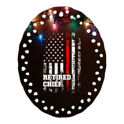 Retired Fire Chief Firefighter Rank Retirement Gift Ceramic Oval Ornament