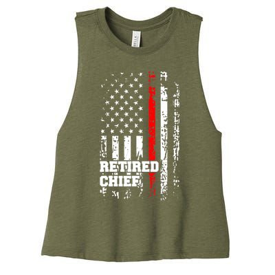 Retired Fire Chief Firefighter Rank Retirement Gift Women's Racerback Cropped Tank