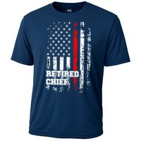 Retired Fire Chief Firefighter Rank Retirement Gift Cooling Performance Crew T-Shirt