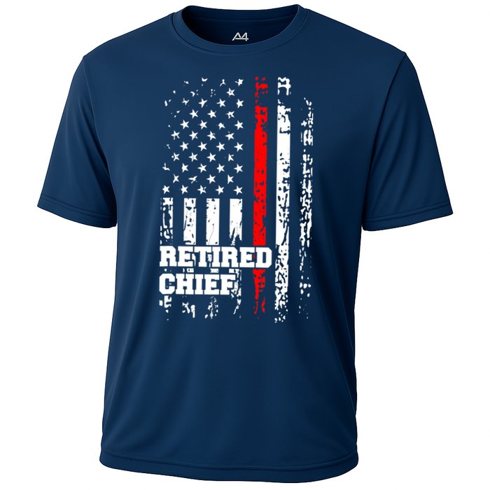 Retired Fire Chief Firefighter Rank Retirement Gift Cooling Performance Crew T-Shirt