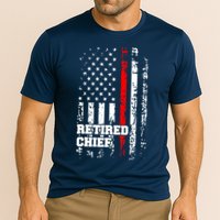 Retired Fire Chief Firefighter Rank Retirement Gift Cooling Performance Crew T-Shirt