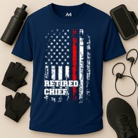 Retired Fire Chief Firefighter Rank Retirement Gift Cooling Performance Crew T-Shirt