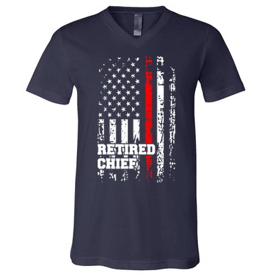 Retired Fire Chief Firefighter Rank Retirement Gift V-Neck T-Shirt