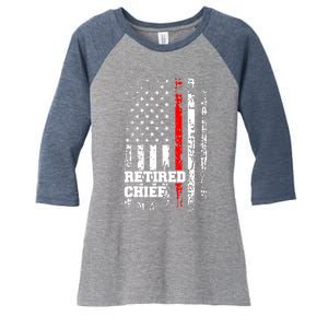 Retired Fire Chief Firefighter Rank Retirement Gift Women's Tri-Blend 3/4-Sleeve Raglan Shirt