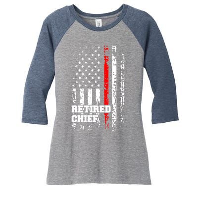 Retired Fire Chief Firefighter Rank Retirement Gift Women's Tri-Blend 3/4-Sleeve Raglan Shirt