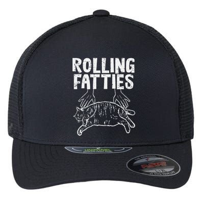 Rolling Fatties Cat Funny Fat Kitten Flexfit Unipanel Trucker Cap