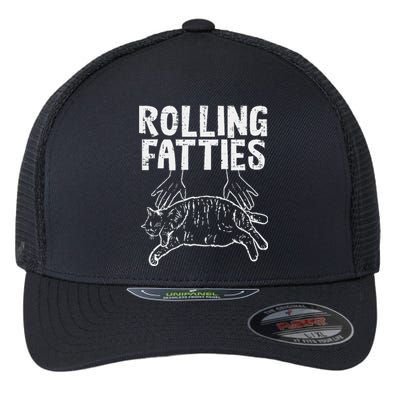 Rolling Fatties Cat Funny Fat Kitten Flexfit Unipanel Trucker Cap