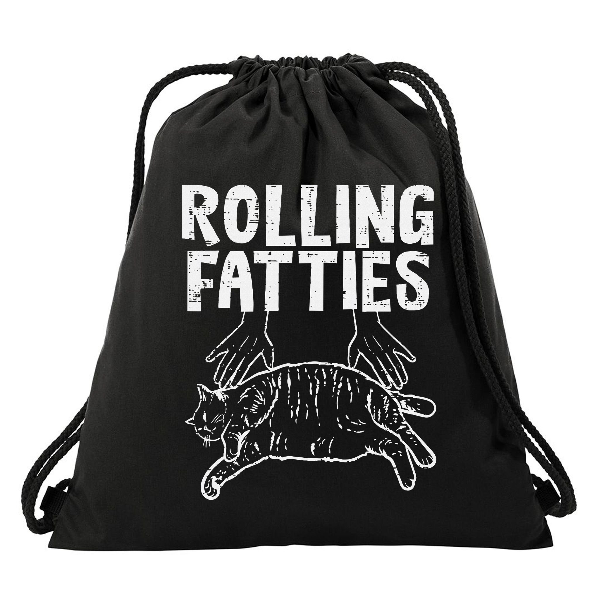 Rolling Fatties Cat Funny Fat Kitten Drawstring Bag