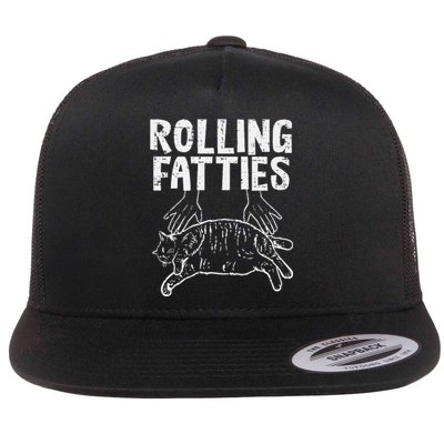 Rolling Fatties Cat Funny Fat Kitten Flat Bill Trucker Hat