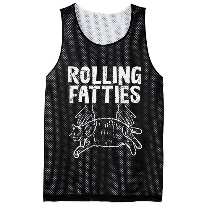 Rolling Fatties Cat Funny Fat Kitten Mesh Reversible Basketball Jersey Tank