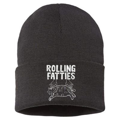 Rolling Fatties Cat Funny Fat Kitten Sustainable Knit Beanie