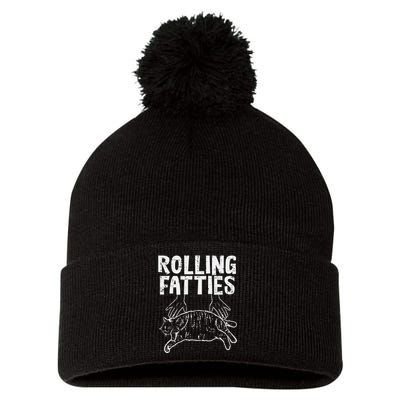 Rolling Fatties Cat Funny Fat Kitten Pom Pom 12in Knit Beanie