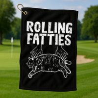 Rolling Fatties Cat Funny Fat Kitten Golf Towel