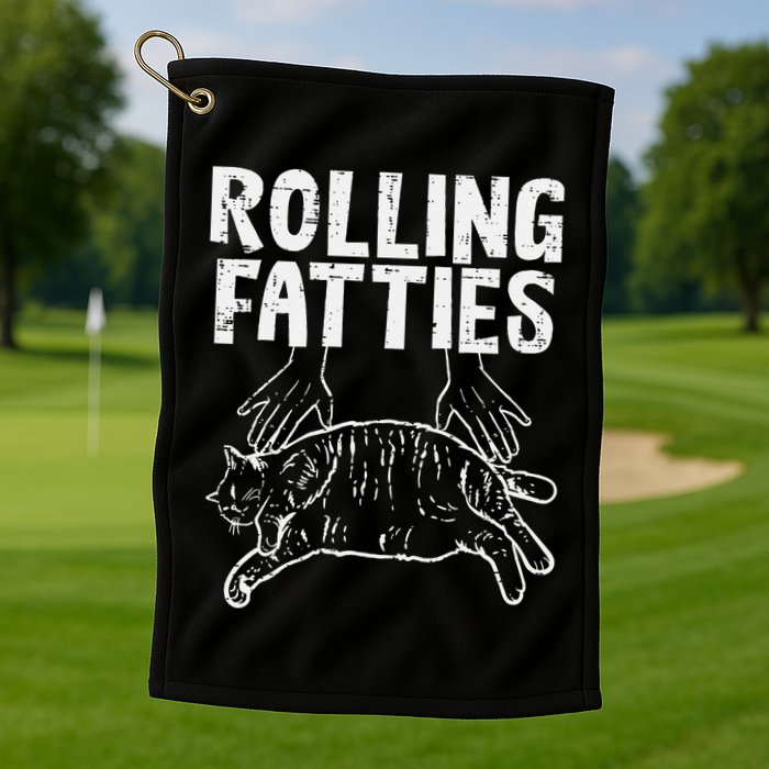 Rolling Fatties Cat Funny Fat Kitten Golf Towel
