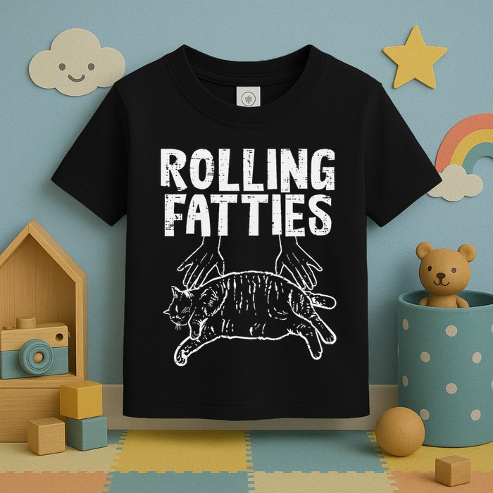 Rolling Fatties Cat Funny Fat Kitten Toddler T-Shirt