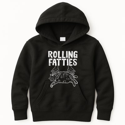 Rolling Fatties Cat Funny Fat Kitten Kids Hoodie