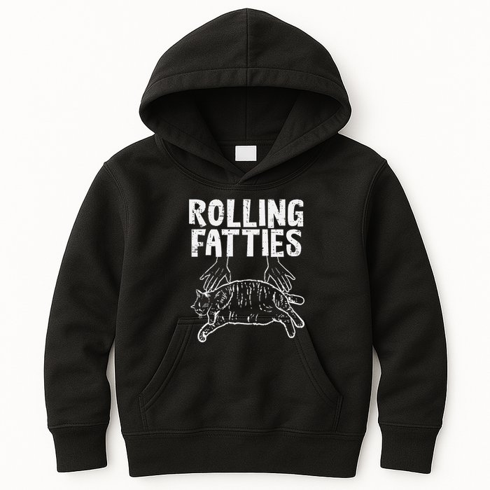 Rolling Fatties Cat Funny Fat Kitten Kids Hoodie