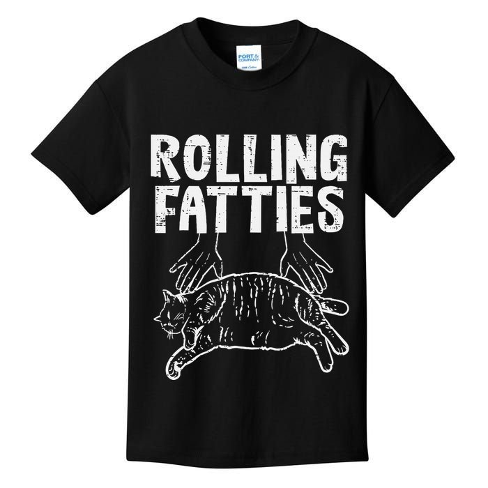 Rolling Fatties Cat Funny Fat Kitten Kids T-Shirt