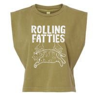Rolling Fatties Cat Funny Fat Kitten Garment-Dyed Women's Muscle Tee